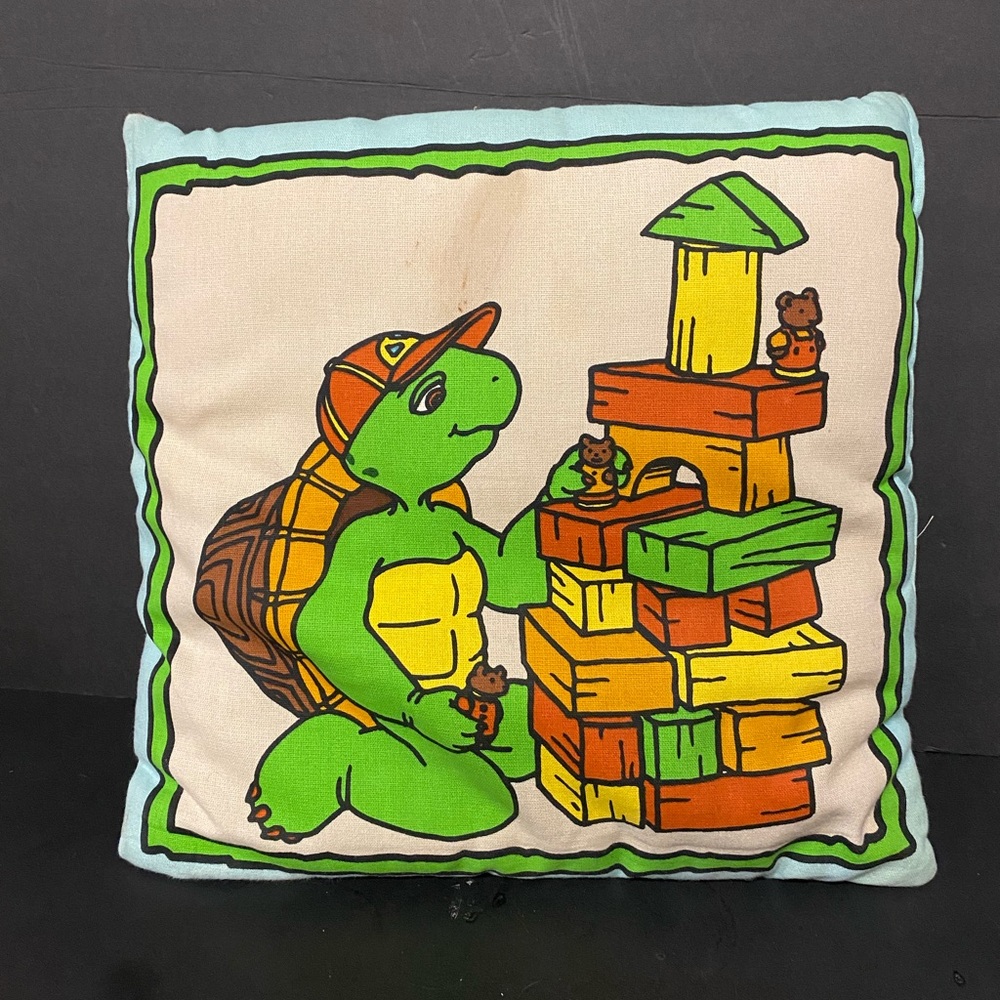 Vintage FRANKLIN THE TURTLE Block-Stacking Decorative Pillow - Picture 1 of 6
